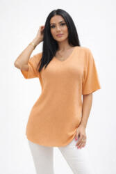  Csinos V kivágott puha anyagú rövid ujjú pulóver (narancs) (625036)