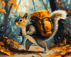 Alkotásutca Hátizsákos mókus - Számfestő készlet kereten 40x50