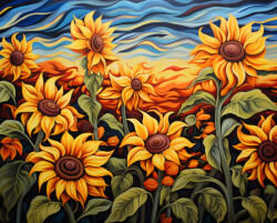 Alkotásutca Napraforgó tánc - Számfestő készlet kereten 40x50