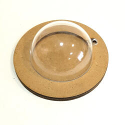  Két részes MDF szett akril fél gömbbel. Gömb mérete: 6 cm, MDF alap mérete: 9 cm