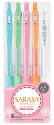 Zebra Zseléstoll készlet, 0, 33 mm, nyomógombos, ZEBRA "Sarasa Clip Milk", 5 vegyes pasztell szín (86752 / 17270) - iroszer24