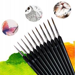  Precíziós Ecsetek Részletgazdag Festéshez, szintetikus ecsetek, 11 darabos készlet (precyzyjne pędzle malarskie syntetyczne)