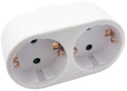 Spacer Dublu Stecher Spacer, Schuko, max 3500W, 16A, protectie copii, 2 prize Schuko, 1 stecher Schuko (SPMS-2-WH) - etoc