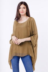 SHOPIKA Bluza din matase si vascoza in colturi, camel Talie unica