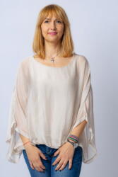 SHOPIKA Bluza bej din matase si vascoza cu maneca fluture Talie unica