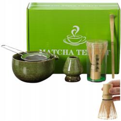  Matcha teáskészlet, seprűtartó, kanál, habverő, szűrőtartó, gombóc, 5 db, ajándék, zöld (Homkel-569)