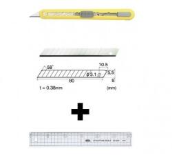 NT Cutter Set Cutter / cutit utilitar mic cu cartus de lame -NT Cutter - 9mm + 10 lame de schimb + rigla 30 cm (A553P+BA-1P+ CS-301)