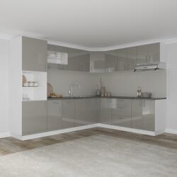 haaus Set Bucatarie Colt Karo V36, Gri Lucios/Alb, MDF, Blat Thermo 28 mm, L 280 x 220 cm (924638)