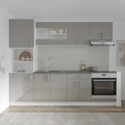 haaus Set Bucatarie Karo V20, Gri Lucios/Alb, MDF, Blat Thermo 28 mm, L 260 cm (924478)