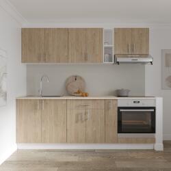 haaus Set Bucatarie Karo V14, Lemn Natural/Alb, Blat Thermo 28 mm, L 220 cm (918941)