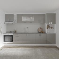 haaus Set Bucatarie Karo V31, Gri Lucios/Alb, MDF, Blat Thermo 28 mm, L 340 cm (924584)