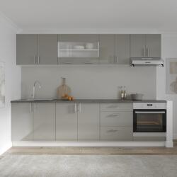 haaus Set Bucatarie Karo V22, Gri Lucios/Alb, MDF, Blat Thermo 28 mm, L 280 cm (924492)