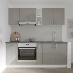 haaus Set Bucatarie Karo V11, Gri Lucios/Alb, MDF, Blat Thermo 28 mm, L 200 cm (924386)