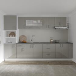 haaus Set Bucatarie Karo V29, Gri Lucios/Alb, MDF, Blat Thermo 28 mm, L 320 cm (924560)