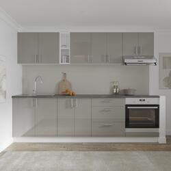 haaus Set Bucatarie Karo V18, Gri Lucios/Alb, MDF, Blat Thermo 28 mm, L 260 cm (924454)