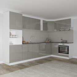 haaus Set Bucatarie Colt Karo V35, Gri Lucios/Alb, MDF, Blat Thermo 28 mm, L 320 x 160 cm (924621)