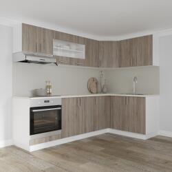 haaus Set Bucatarie Colt Karo V34, Stejar Sonoma Inchis/Alb, Blat Thermo 28 mm, L 240 x 140 cm (919863)