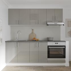 haaus Set Bucatarie Karo V10, Gri Lucios/Alb, MDF, Blat Thermo 28 mm, L 200 cm (924379)
