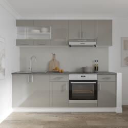 haaus Set Bucatarie Karo V13, Gri Lucios/Alb, MDF, Blat Thermo 28 mm, L 220 cm (924409)