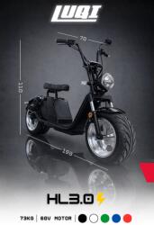 ULTRA Trotineta Electrica LUQI HL3.0 3000W, 60V, Baterie 20, 25Ah, Viteza 45KM H, Autonomie 40, 60KM, Sarcina 200KG, Roti 10 Inch (C1145)
