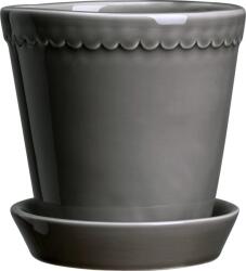 Bergs Potter Ghiveci Helena 16 cm gri cu suport glazurat (HCPG16S)