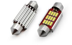 AMiO Set becuri auto cu LED CANBUS sofit compatibil C5W 12 SMD 4014 39mm Alb 12/24V, destinat competitiilor auto sau off-road (AM01290)