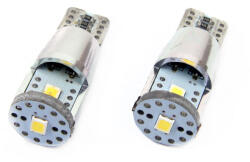 AMiO Set becuri auto cu LED CANBUS compatibil T10e W5W 3 SMD ALU Alb 12V/24V, destinat competitiilor auto sau off-road (AM01637)