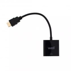 Well Cablu adaptor HDMI tata la VGA mama Well (ADAPT-HDMIM/VGAF-0.2BK-WL) - drumix
