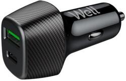 Well Incarcator auto Well 51W 1x USB type C PD 33W PPS + 1x USB-A QC 18W negru PSUP-USB-CPQ5101BK-WL (PSUP-USB-CPQ5101BK-WL) - drumix