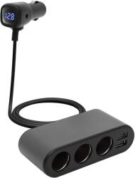 SAL Somogyi Audio Line Distribuitor auto 12V /24V 3 prize 80W + 2x USB 3.4A + Voltmetru SAL SAU80W (SAU80W)
