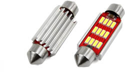 AMiO Set becuri auto cu LED CANBUS sofit compatibil C5W 12 SMD 4014 41mm Alb 12/24V, destinat competitiilor auto sau off-road (AM01291)