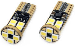 AMiO Set becuri auto cu LED CANBUS compatibil T10e W5W 12 SMD Alb 12/24V, destinat competitiilor auto sau off-road (AM01636)