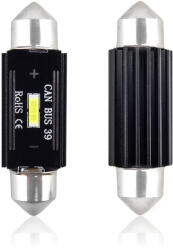 AMiO Set becuri auto cu LED CANBUS sofit compatibil C5W 1 SMD 39mm Alb 12/24V, destinat competitiilor auto sau off-road (AM02443)