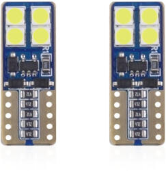 AMiO Set becuri auto cu LED CANBUS compatibil T10e W5W 8 SMD Alb 12/24V, destinat competitiilor auto sau off-road (AM01635)
