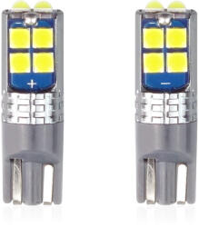 AMiO Set becuri auto cu LED CANBUS compatibil T10 W5W 10 SMD Alb 12/24V, destinat competitiilor auto sau off-road (AM02447)