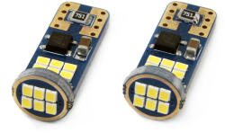 AMiO Set becuri auto cu LED CANBUS UltraBright compatibil T10e W5W 18 SMD Alb 12V/24V, destinat competitiilor auto sau off-road (AM01292)