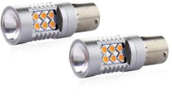 AMiO Set becuri auto cu LED CANBUS compatibil P21W BA15S 24 SMD 6.2W Orange 12/24V, destinat competitiilor auto sau off-road (AM02580)