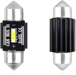 AMiO Set becuri auto cu LED CANBUS sofit compatibil C5W 1 SMD 31mm Alb 12/24V, destinat competitiilor auto sau off-road (AM02441)