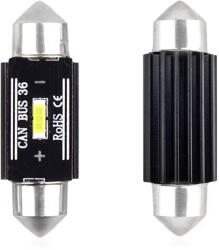 AMiO Set becuri auto cu LED CANBUS sofit compatibil C5W 1 SMD 36mm Alb 12/24V, destinat competitiilor auto sau off-road (AM02442)