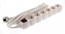 Well Prelungitor 6 prize 5m alb cu intrerupator cablu 3xG1.5mmp Well (EXTS-6S5M-SW/02-WL) - drumix