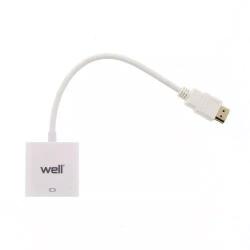 Well Cablu adaptor HDMI tata la VGA mama Well alb (ADAPT-HDMIM/VGAF-0.2WE-WL) - drumix