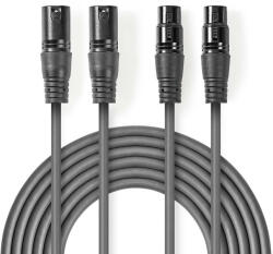 Nedis Cablu XLR Stereo Premium Nedis 0.5m 2x XLR 3-pini tata - 2x XLR 3-pini mama gri COTH15030GY05 (COTH15030GY05)