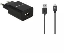 DEVIA Incarcator Voiaj 1x USB 2.1A +cablu micro USB 1m Negru Devia 12MN (EA004) - drumix