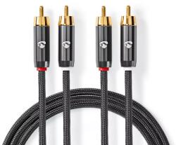 Nedis Cablu audio stereo 2x RCA tata - 2x RCA tata 1m gri Nedis (CATB24200GY10) - drumix