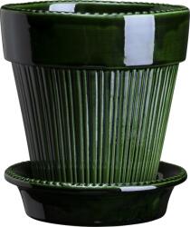 Bergs Potter Ghiveci Simona 12 cm verde cu suport glazurat (SCG12S)