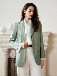 Shein Zöld Laza Egysoros Blézer Cipzáras Gombokkal Szatén Shein 38