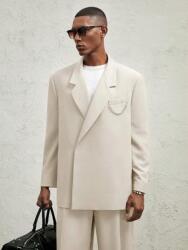  Krémszínű Klasszikus Kétsoros Hosszú Ujjú Blézer Manfinity L