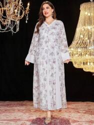 Shein Fehér Maxi Ruha Flitteres Hímzéssel Virágmintás Hosszú Ujjú Shein 46