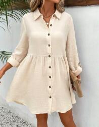 Shein Pamut Bézs Textúrájú Ruha Laza Gombokkal Shein 36