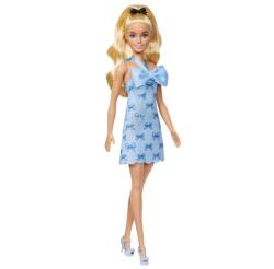 Mattel Barbie, Fashionistas, papusa in rochie albastra cu fundite Papusa Barbie